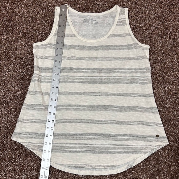 Eddie Bauer White and Gray Striped Sleeveless Tank Top - Picture 7 of 7